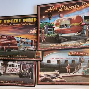 Retro Diner Home Accents Set Of 4.